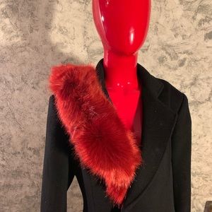 Faux Fur Collar (Detachable) Crimson Red